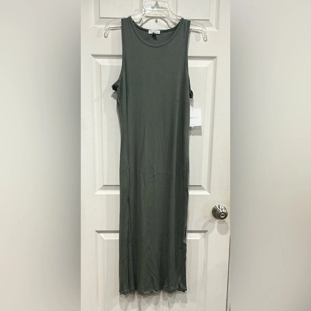 Beyond Yoga Women's XL Formation Tank Dress Green Midi Racerback Ribbed NWT